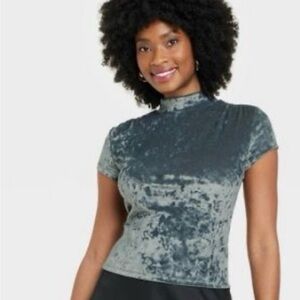 Elegant Velvet Gray Women's Top